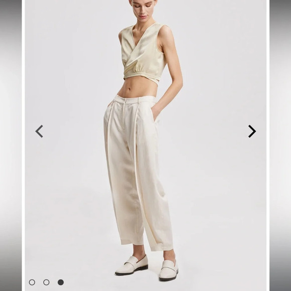 Lattelier Linen-Blend barrel revolve Tapered Pant 100$ contemporary spring boho - Picture 1 of 9